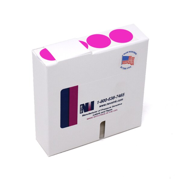 1-1/4" Color Coding Dots Pink Flr - Roll Form